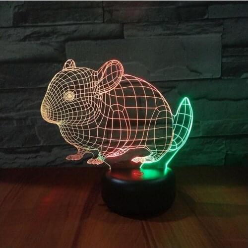 Rabbit Led 3d Seven color Nightlight Creative Visual Touch Charging Gift 3d Light Lovely cartoon childrens toys