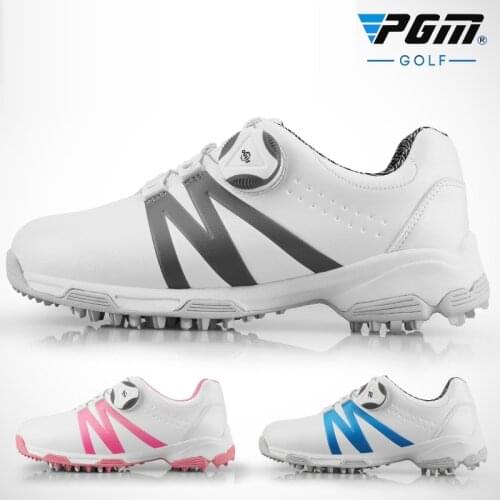 Pgm Golf Shoes Sneakers Women Leather Waterproof Sport Shoes Ladies Breathable Sport Spikes Non Slip Lightweight Golf Shoes