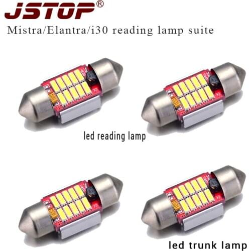 JSTOP 4pcs/set Mistra Elantra i30 high quality led 12V 31mm reading lights 4014SMD Interior bulbs 6000k C5W festoon trunk lamps