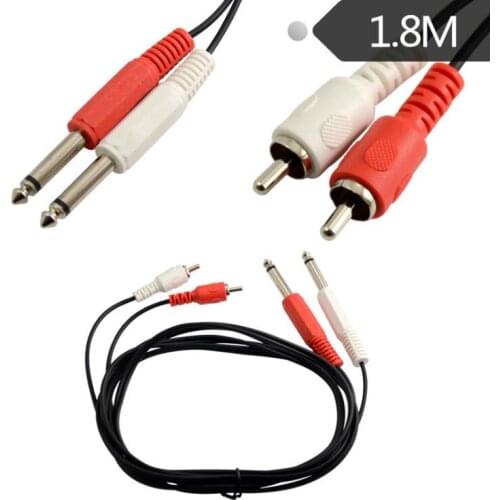 LBSC 1/4" 2 Dual 6.35mm Mono Male to 2 RCA Male AUX Audio Convertor Adapter Cable 1.8m