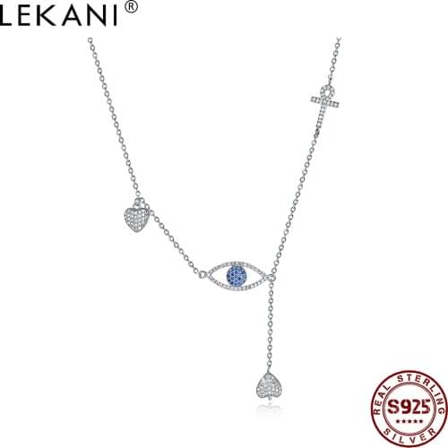 LEKANI Fashion Creative Heart-shaped Eye Necklace 925 Sterling Silver Womens Necklace Light Luxury Send Friends Engagement