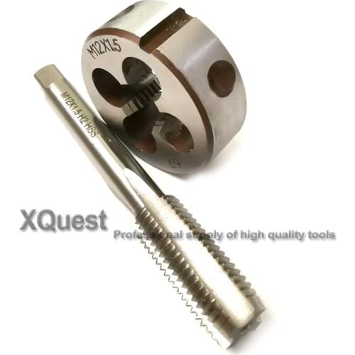 2pcs Metric Left Hand Tap and die set M12 M12X1.75 M12X1 Machine LH Fine screw Straight Flute taps Round Dies M12X1.5 M12X1.25