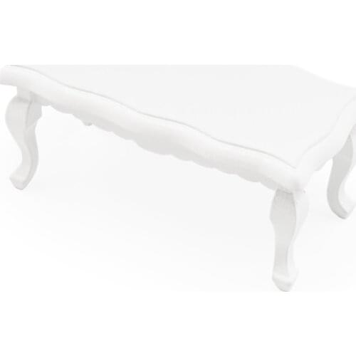 Odoria 1:12 Miniature Wooden White Tea Table Coffee Table Furniture Dollhouse Accessories for Kitchen Livingroom