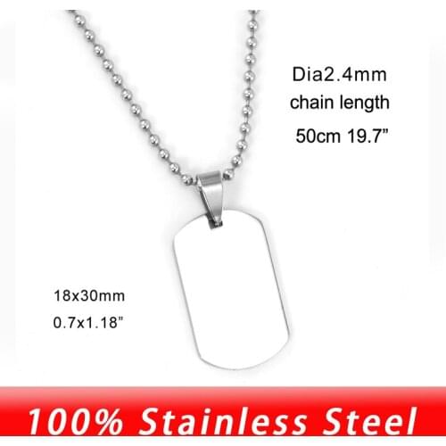 Stainless Steel Military small mini Dog Tags Necklace&Pendants Blank high polish charm necklaces wholesale 50 pcs