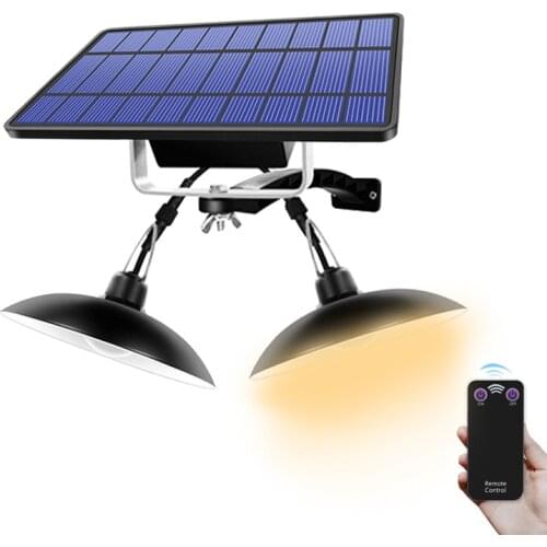 Adiodo New Double Head Solar Pendant Light Indoor Outdoor Warm White/White Color Garden Yard Camping Landscape LED Street Light