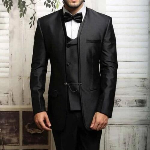 New Arrival Black Costume Homme Men Suits Groom Tuxedo Wedding Prom 3 Pcs Slim Fit Men Blazer Terno Masculino Jacket+Vest+Pant