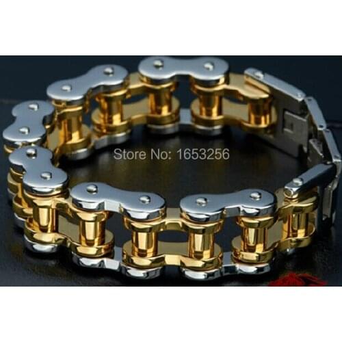 Punk 205g Heavy Stainless Steel Biker Motorcycle Chain Bracelet Mens Fashion Bangle 22mm wide .9'' lenght