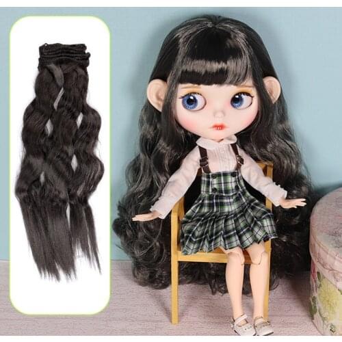 Long Curly Black Brown White Hair High Temperature Fiber 25cm*100cm BJD SD Wigs DIY Wig for Dolls Curly Hair High Temperature Fi
