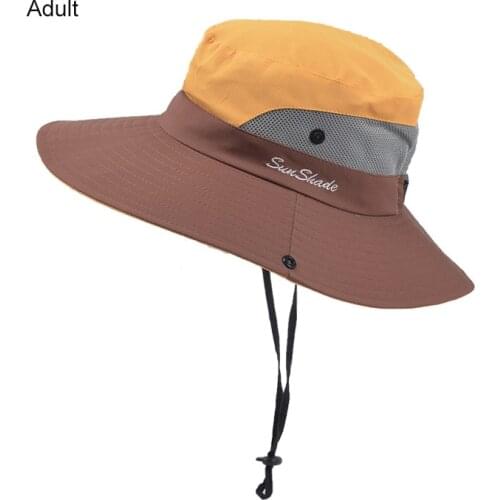Hiking Cap Summer Sun Bucket Hats UV Protection Safari Ponytail Womens Hiking Wide Brim Beach Foldable Mesh Fishing Cap Outdoor