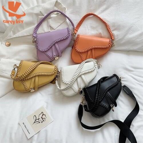 CAREY KEY Luxury Designer Saddle Bag For Women Crossbody Shoulder Bag Female Fashion Handbags And Purses Small Messenger Bags