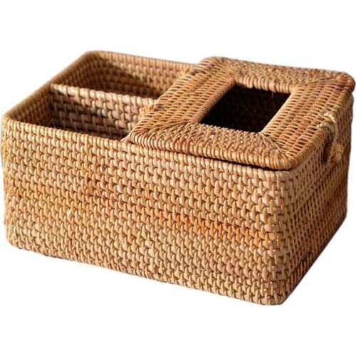 Rattan Desktop Storage Box Living Room Coffee Table Tissue Box Pumping Box Remote Control Storage Box Sundry Sorting Box