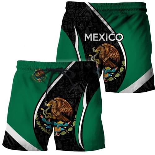 Mexican Flag Mens Eagle 3D Print Board Shorts Summer Beach Shorts Quick Dry Unisex Streetwear Harajuku Casual Baggys 04