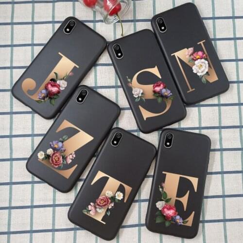 Silicone Cover Redmi Note 7 Case Letter Flower Alphabet Soft Matte For Xiaomi Redmi 7 Redmi Note 7 Pro TPU Black Case Bag