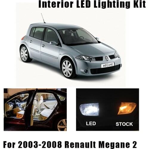 10pcs Canbus Error Free LED Bulbs Reading Dome Trunk Light Interior Kit For 2003-2008 Renault Megane II 2 MK2 License Plate Lamp