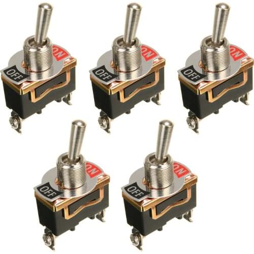 5PCS AC250V 15A Heavy Rocker Toggle Flick Switch Car Dash Light Metal SPST 2Pin ON/OFF Toggle Switches