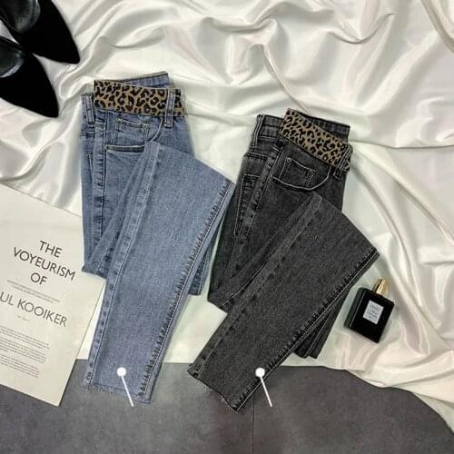 Streetwear leopard mid waist skinny jeans women slim pencil denim pants classical Stretch ankle-length pants butt lifting jeans