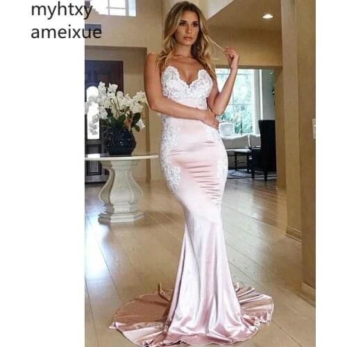 2019 Sexy Plus Size Evening Dress Mermaid Formal Prom Party Dresses Sweep Train Sleeveless Backless Custom Made Robe De Soiree