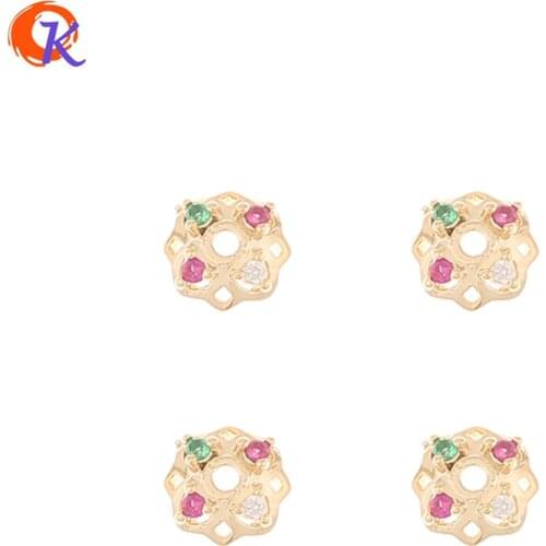 Cordial Design 100Pcs 7*7MM Jewelry Accessories/DIY Making/Hand Made/Torus Shape/Jewelry Connectors/CZ Charms/Earring Findings