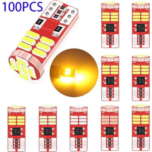 100x T10 Led Canbus W5W Led Bulb 194 168 Car Interior Light 18led 4014smd No Error Reading Dome Light Instrument Plate Lamp