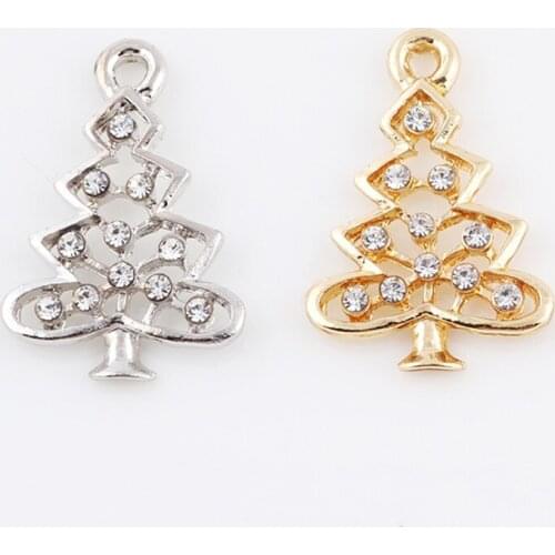 23*16mm 20Pcs Silver Gold Color Christmas Tree Charms Pendant Necklace DIY Jewelry Findings Christmas gifts