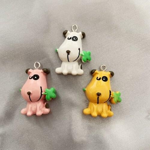 50PCS Resin Simulation Adorable Dog Animal Pendant DIY Accessories Charms Handmade Necklace Keychains Earrings