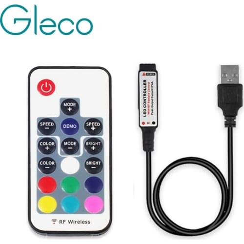 5V USB RGB controller 17Key RF remote control ,mini 3key RGB controller,battery led controller for USB LED Strip RGB 5050