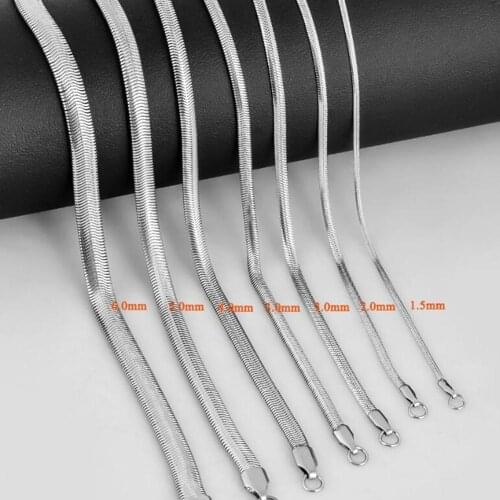 1.5-6mm Width Stainless Steel Flat Snake Chain Necklace Waterproof Snake Chain Men Women Gift Necklace Jewelry Dropship