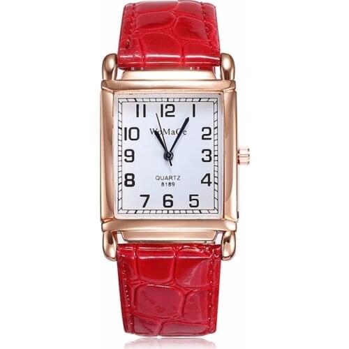 Luxury Rectangle Red Leather Watch Women Fashion Quartz Wrist Watches Top Brand Casual Dress Ladies Watch Clock Reloj Mujer 2021