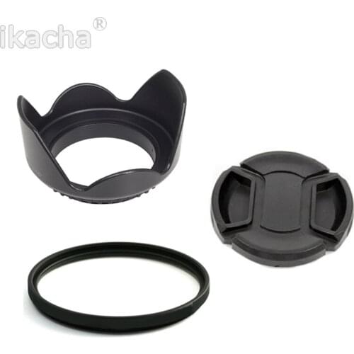 52mm Flower Lens Hood + UV Filter + 52mm Lens Cap For Canon EOS 400D 550D 500D 600D 1100D For Nikon D80 D50 D7000 D3100 DSLR
