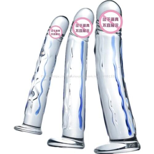 CW0221 Glass Dildo Dick Male Anal Butt Massager Masturbator for Women Men