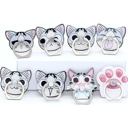 360 Degree Cartoon Animal Cat Finger Ring Smartphone Stand Holder Mobile Phone Cat Paw Holder Stand For iPhone All Phone