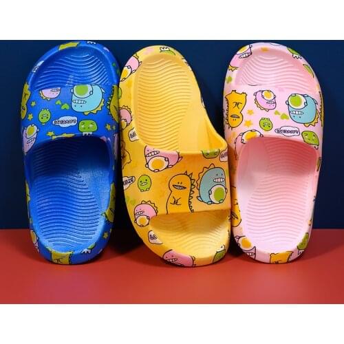 Childrens Slippers Summer New Cute Cartoon Dinosaur Sandals Flip-flops PVC Soft Sole Baby Boys And Girls Shoes ZJX