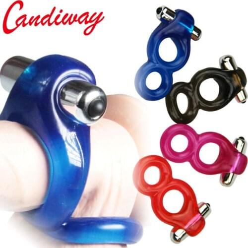 Double Rings vibration man enhancement delay cockring lasting ball loop stretching 2ring stimulate Massage Clitoris Vibrating