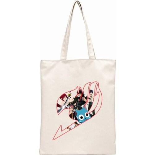 Fairytail Japanese Famous Anime Fairy Tail Print Large Capacity Canvas Bag Harajuku Cartoon Ulzzang Female vintage Shoulder Bag