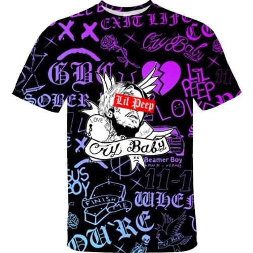 New 3D Lil Peep T Shirt Boys Oversized Childrens Harajuku Short Sleeve Summer Clothes Boys/Girls Kids Unisex Top Tees Lil.peep