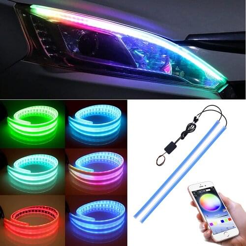 Flexible Surface Strip Tube Light, Multi Color LED Daytime Running Light Switchback Lamp Turn Signal Decorative Cuttable Strips