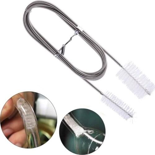 Aquarium Cleaning Brush Flexible Double Ended Fish Tank Tubes Filters Pipe Brush Cleaners Stainless Steel Aquarium Filter Brush