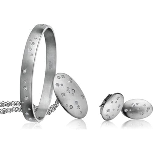 Classic European jewelry set wedding accessories silver necklace and earrings zircon jewelry set