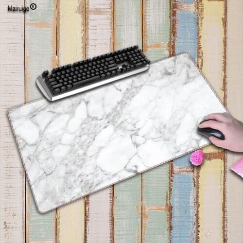 Mairuige White Gray Marble Large Lock Edge MousePads Computer Laptop Mouse Mat Gaming Speed Table Mousepads For CSGO DOTA2 LOL