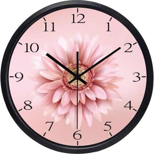 Beautiful Pink Chrysanthemum Picture Wall Clock The New Home Decoration Warm And Romantic Flower Clock