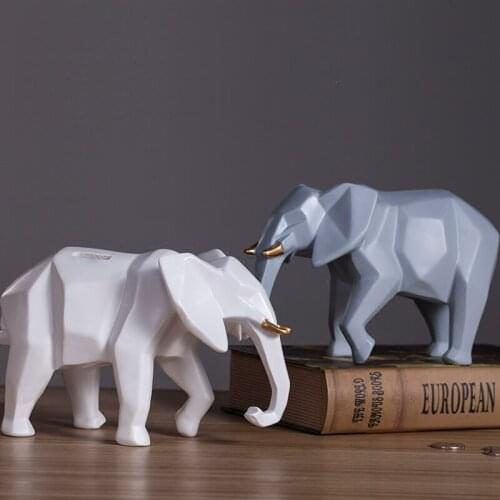 CREATIVE AFRICAN ELEPHANT RESIN PIGGY BANK PERSONALITY GEOMETRY ART HOME DECORATION COIN MONEY BOX