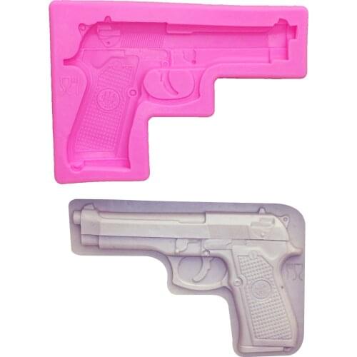 M0643 DIY Gun Pistol Shape Fondant Soap 3D Cake Silicone Mold Cupcake Jelly Candy Chocolate Decoration Baking Tool Moulds