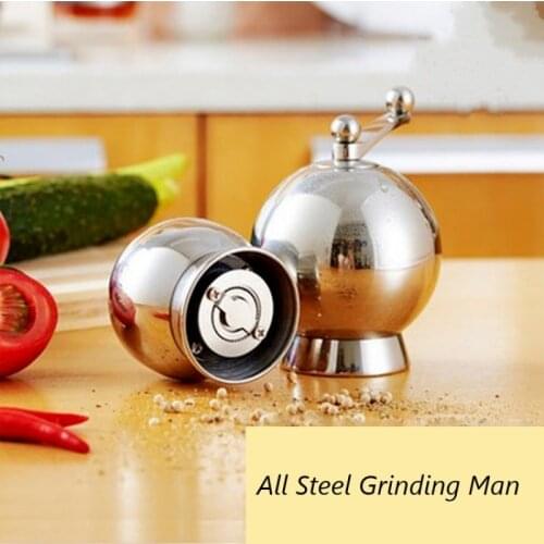 Stainless Steel Creative Spherical Pepper Grinder Mill Manual Black Pepper Grain Crushed Pepper Cumin Spice Grinder Kitchen Tool