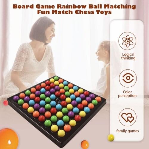 Puzzle Chess Board Games Set Kids Adults Interaction Rainbow Ball Elimination Game with Storage Bag Clips Xmas Gift for Children