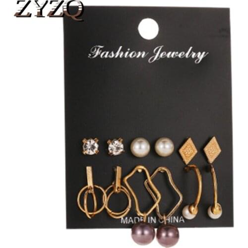 ZYZQ Fashion Simple Earring Sets For Women Romantic Korean Stylish Daily Wear Accessories Wholesale Lots&Bulk Birthday Gift