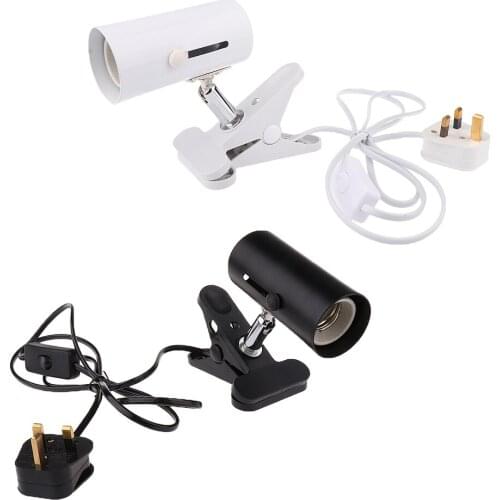 E27 Reptile Heating Light UVA UVB Bulb Lamp Holder UK Plug Black/ White