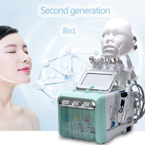 The new second-generation 8in1 small bubble spectrum mask EMS water light is introduced into the oxygen injection beauty instrum