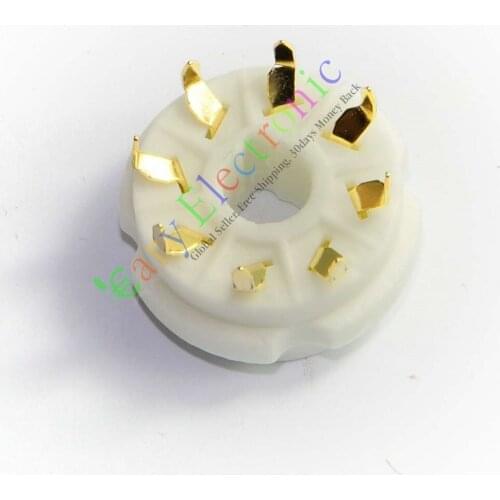 Wholesale and retail 4pcs 8PIN PCB MOUNT Gold CERAMICS VACCUM TUBE SOCKET 6L6 EL34 KT88 6550 6SN7 DIY free shipping