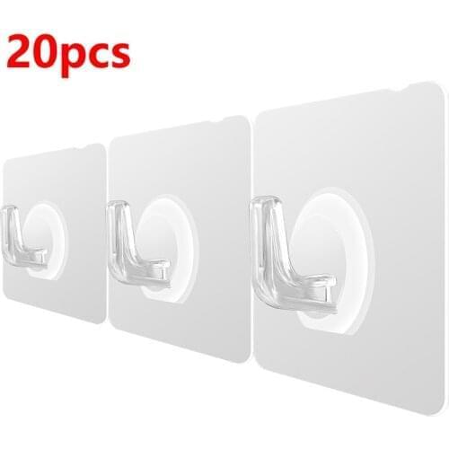 Transparent Wall Hook 20pcs Strong Self Adhesive Door Wall Hangers Hooks Suction Heavy Load Rack Cup Sucker For Kitchen Bathroom