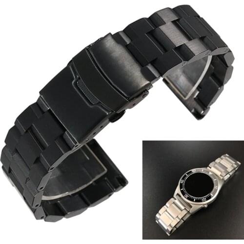 Black Silver Stainless Steel Watchbands Bracelet 18mm 20mm 22mm 24mm Solid Metal Watch Band Men Strap Accessories